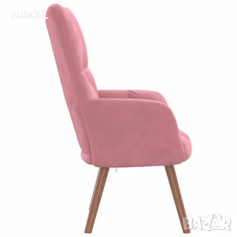 vidaXL Релакс стол, розов, кадифе, снимка 4 - Дивани и мека мебел - 56146847