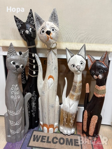 Котки от дърво , снимка 3 - Статуетки - 28271761