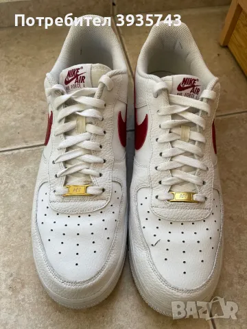 Nike Air Force 1 бял+червен , снимка 4 - Маратонки - 49284717