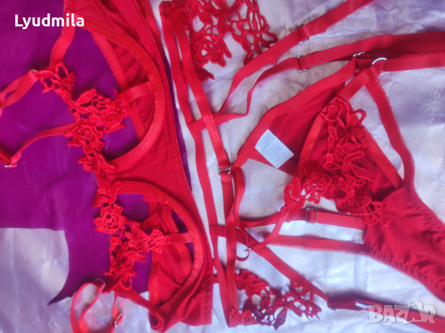 Дантелено бельо в страстно червено , снимка 2 - Подаръци за мъже - 36232103