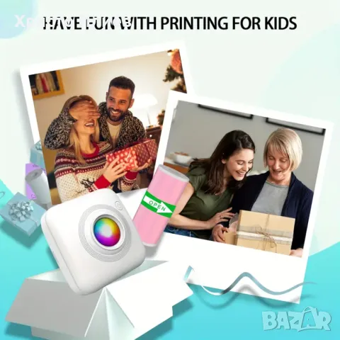 Мини принтер преносим термален мини фотопринтер Bluetooth принтер за смартфон с 13 ролки хартия, снимка 3 - Друга електроника - 50006929