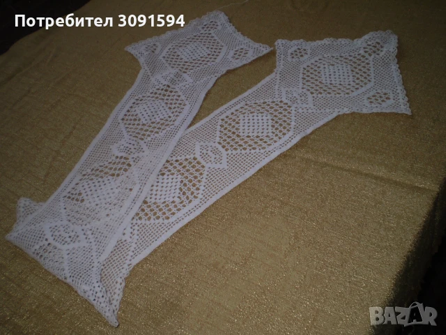 Винтидж плетена на една кука дантела от 30-те години на миналия век, продълговата покривка за маса, , снимка 3 - Покривки за маси - 50959404