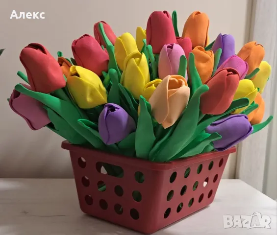 ръчно изработени лалета. 2 в 1 - лалета- химикалки, снимка 2 - Декорация за дома - 49725209