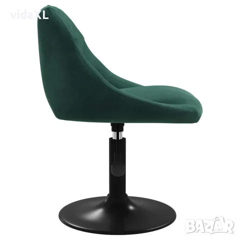 vidaXL Въртящи се трапезни столове, 2 бр, тъмнозелени, кадифе, снимка 5 - Столове - 56147124