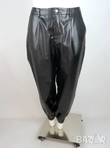  XXL-XXXL Черен кожен панталон 