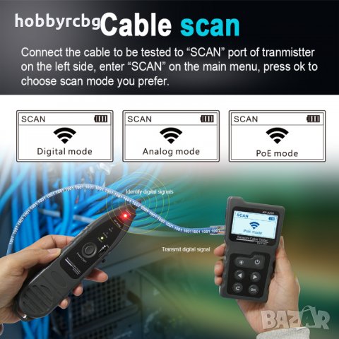 Tестер за измерване дължина на кабел, POE откриване, Cat5, Cat6, снимка 4 - Друга електроника - 35991220