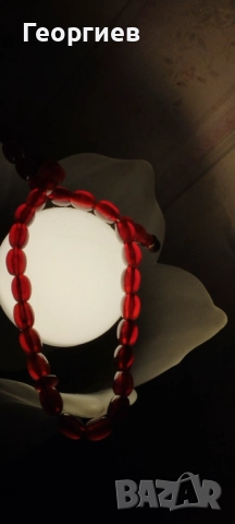 Кехлибарена броеница,червен кехлибар., снимка 3 - Антикварни и старинни предмети - 51860775