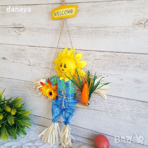 2749 Великденска украса Слънце на люлка с надпис Welcome, снимка 4 - Декорация за дома - 36065426