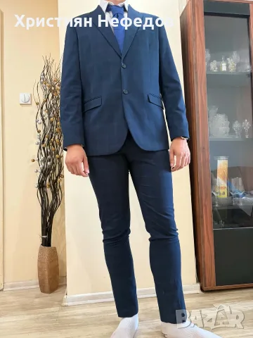 Тъмно син мъжки костюм Reserved Slim Fit, снимка 2 - Костюми - 56201099