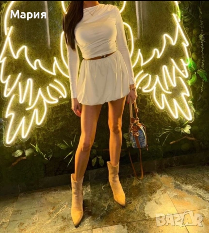 Рокля балон - бял и черен цвят, снимка 2 - Рокли - 53133888