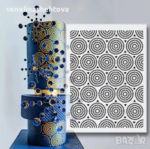 Шаблон стенсил кръгове малки триъгълници за декорация на торта кекс скрапбукинг дърво 