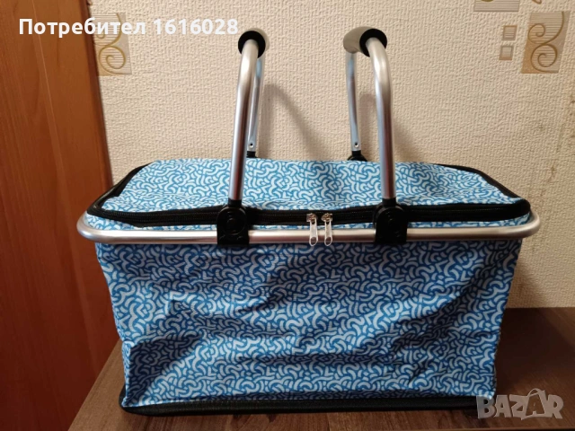 Хладилна чанта.Сгъваема пазарска кошница за пикник,плаж.