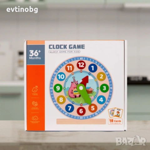 Дървен сортер,часовник,образователна игра, снимка 4 - Музикални играчки - 53838087