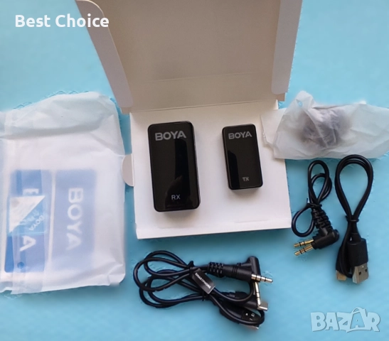 Професионален безжичен микрофон Boya Ultracompact 2.4  WMic5-M1 Dual-Channel, снимка 3 - Микрофони - 52818508