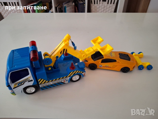 Голям камион пътна помощ, репатрак с кола, снимка 5 - Коли, камиони, мотори, писти - 51539985