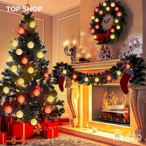 Нови Топки 20 LED Феерични Светлини с Дистанционно Управление Топки Украса Коледа, снимка 6 - Пана - 49956930