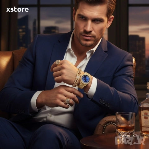 Луксозен комплект с кристали – часовник + гривна, снимка 4 - Дамски - 52790909