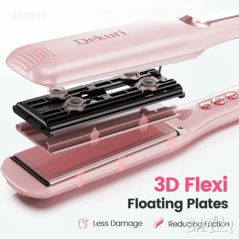 Dekuri Професионална преса за коса, 42 мм, 120°C-230°C, розова, снимка 4 - Преси за коса - 49024179