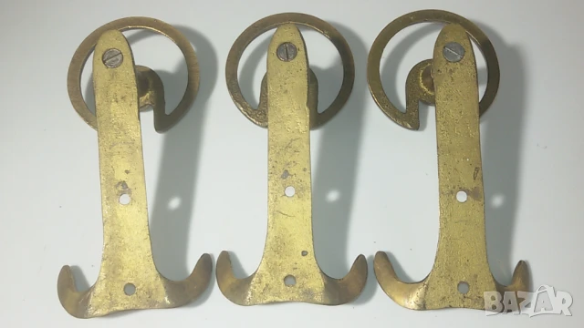 Лот 3 месингови закачалки за дрехи, снимка 12 - Закачалки - 51424834