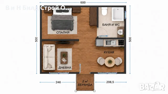 Сглобяема Къща | 32 м² | 1+1 | Всичко включено до етап ТАПА, снимка 2 - Монтажи - 55886865