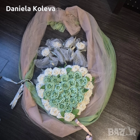 Сватбена украса за кола (воали, сърце с рози и рози за дръжките), снимка 3 - Сватбени аксесоари - 52504016