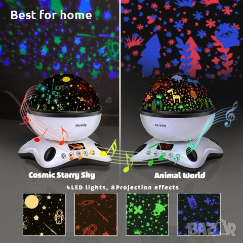 Детска прожекционна лампа с бели звуци Moredig и две плаки, снимка 2 - Мебели за детската стая - 41926370
