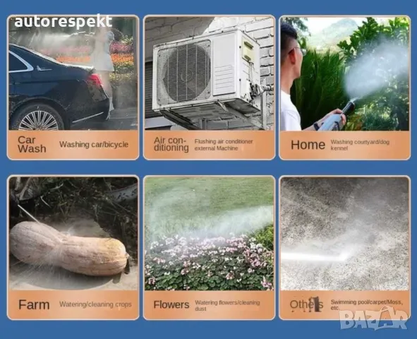 Акумулаторна Водоструйка за миене на автомобили дом и градина. 2 Батерии , снимка 6 - Аксесоари и консумативи - 49586510