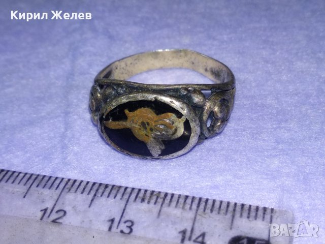 СТАРИНЕН ЕМАЙЛИРАН ОСМАНСКИ СРЕБЪРЕН ПРЪСТЕН СРЕБРО 925 със СУЛТАНСКА ТУГРА РЪЧНА ИЗРАБОТКА 40619, снимка 3 - Антикварни и старинни предмети - 42614275