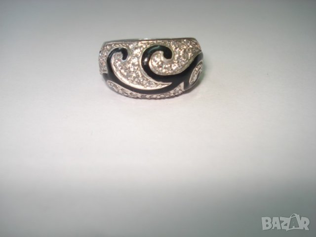 Сребърен пръстен с циркони и емайл, снимка 2 - Пръстени - 42260080