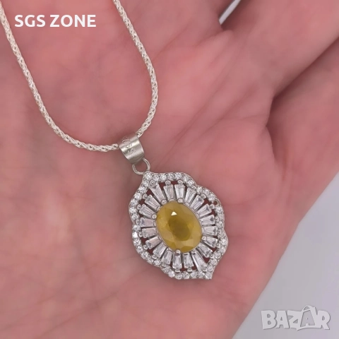 УНИКАЛНИ СРЕБЪРНИ ОБЕЦИ С ЖЪЛТ САПФИР ОТ ТАЙЛАНД, снимка 6 - Обеци - 52318187