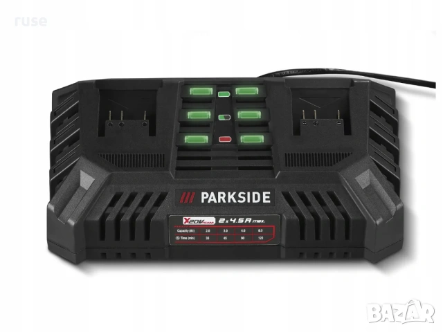 НОВИ! Двойно бързо зарядно Parkside 20V 2x 4.5A, снимка 3 - Други инструменти - 53426876
