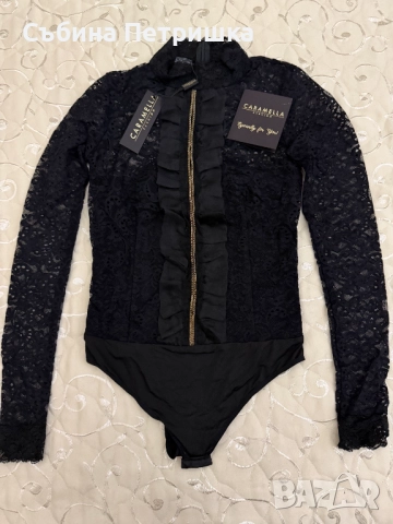 Блуза-боди Black Lace Caramella Fashion, снимка 3 - Блузи с дълъг ръкав и пуловери - 51826686