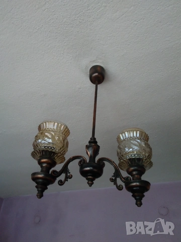Продавам полилей двойка с медни орнаменти, снимка 2 - Полилеи - 53517693