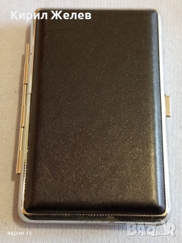 Стара кожена дамска табакера елегантен дизайн 48949