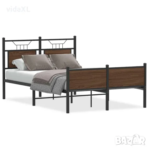 vidaXL Рамка за легло без матрак кафяв дъб 120x200 см инженерно дърво