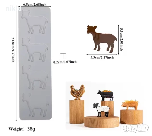 4 Агне Овца плитки силиконов молд форма фондан захарна паста гъмпейст шоколад торта декор, снимка 2 - Форми - 51411001