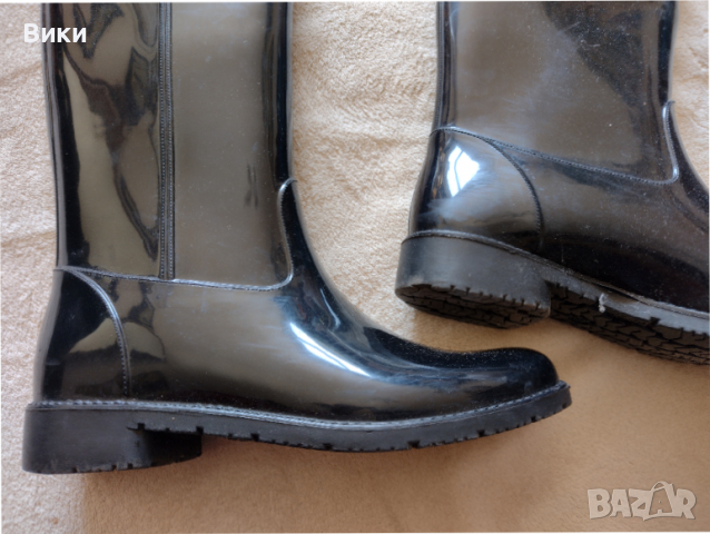 Черни гумени ботуши made in italy, снимка 2 - Дамски ботуши - 36239847