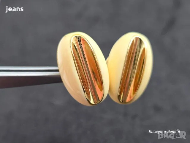 Винтидж обеци от 60те злато 18 карата и слонова кост, снимка 9 - Обеци - 48676939