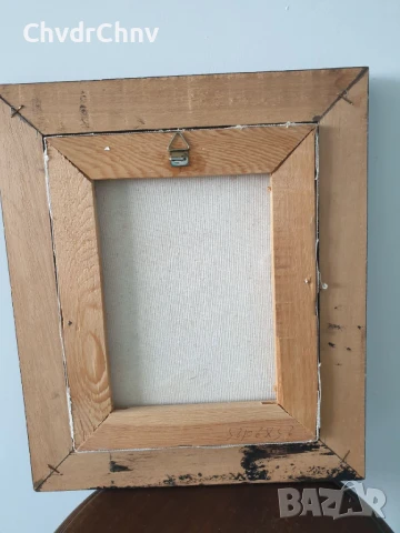 Gustavus 33х28см/малка стара картина масло върху платно/натюрморт ваза с цветя/дървена рамка, снимка 5 - Картини - 50823368