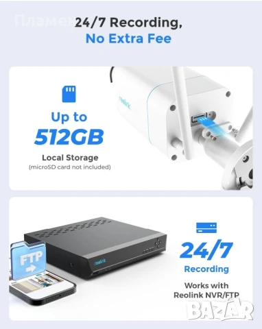 Reolink RLC‑811WA — Smart 8 MP (4K) Wi‑Fi камера с прожектори и 5×, снимка 14 - HD камери - 51146832