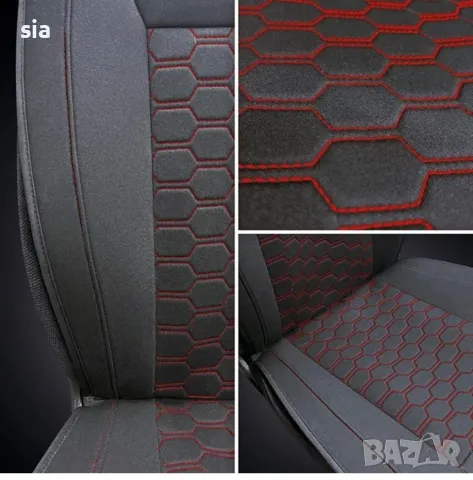 Калъф за седалка, подложка за кола, Универсален модел, черен цвят с червен конец, снимка 2 - Аксесоари и консумативи - 50094534