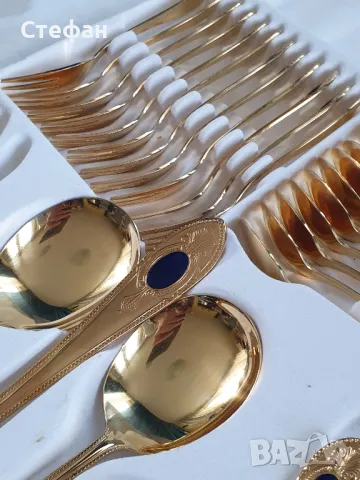 Комплект позлатени прибори, снимка 10 - Антикварни и старинни предмети - 50310371