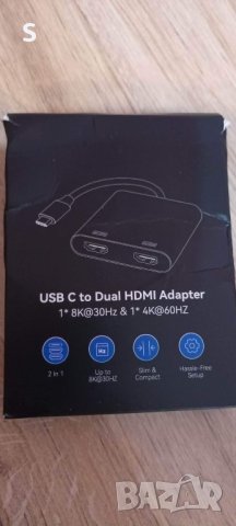 USB C to Dual HDMI Adapter, снимка 1 - Приемници и антени - 41325401