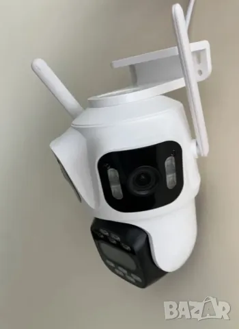 Тройна външна WiFi камера P15 с три ектрана 3MP+3MP+6MP, ICSee, Бяла, снимка 3 - IP камери - 49461376