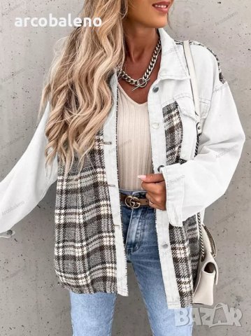 Дамско дънково яке-риза с дълъг ръкав с копчета, 6цвята , снимка 3 - Якета - 39240402