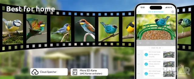 Инсталация за наблюдение на птици Lollyes Bird Feeder с камера и хранилка, снимка 15 - За птици - 48674934