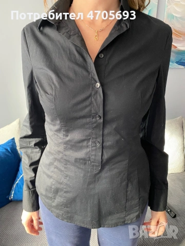 Черна памучна риза Beneton