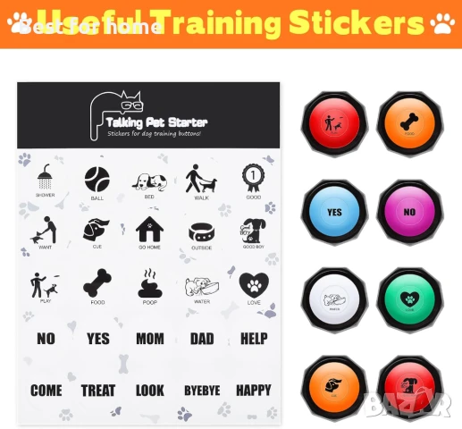 PWEZON Комплект от 6 записващи се бутони за обучение на кучета с 3 подложки, снимка 5 - За кучета - 50503863