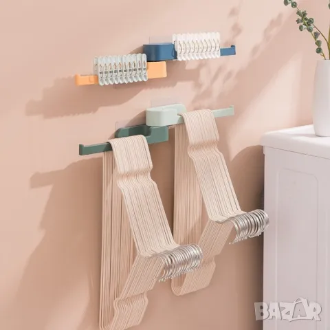 Многофункционален стелаж за съхранение на закачалки и щипки, снимка 1