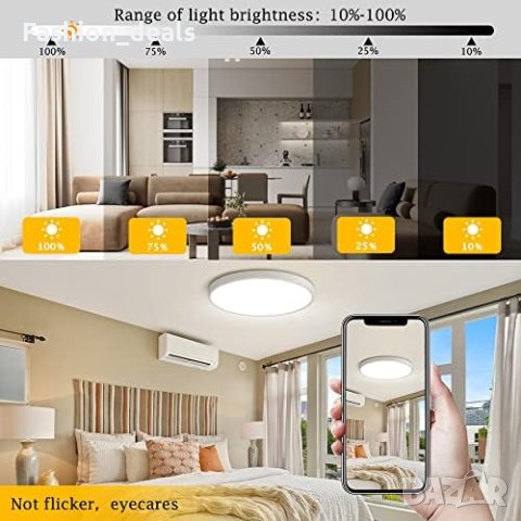 Нова LED таванна светлина 24W с  дистанционно управление Дом Офис, снимка 8 - Лампи за таван - 41763050